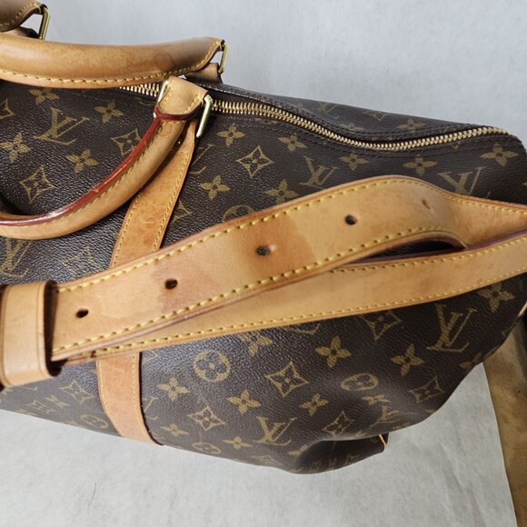 Louis Vuitton Monogram Duffle Bag Keepall 50 Bandoliere Crossbody Tote Bag Purse - Picture 8 of 16